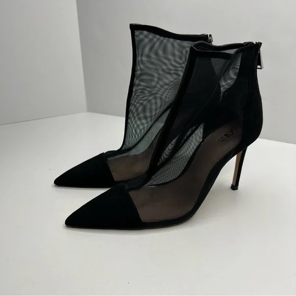Zara Black Mesh Ankle Boots Bootie High Heels Size EU 40 - Picture 4 of 14